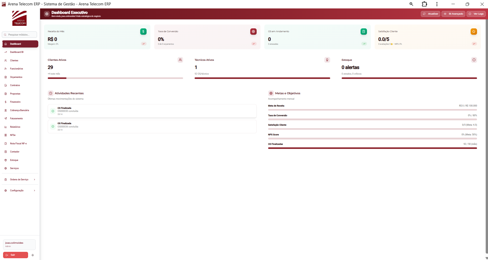 Sistema ERP Beltec em uso na Arena Telecom